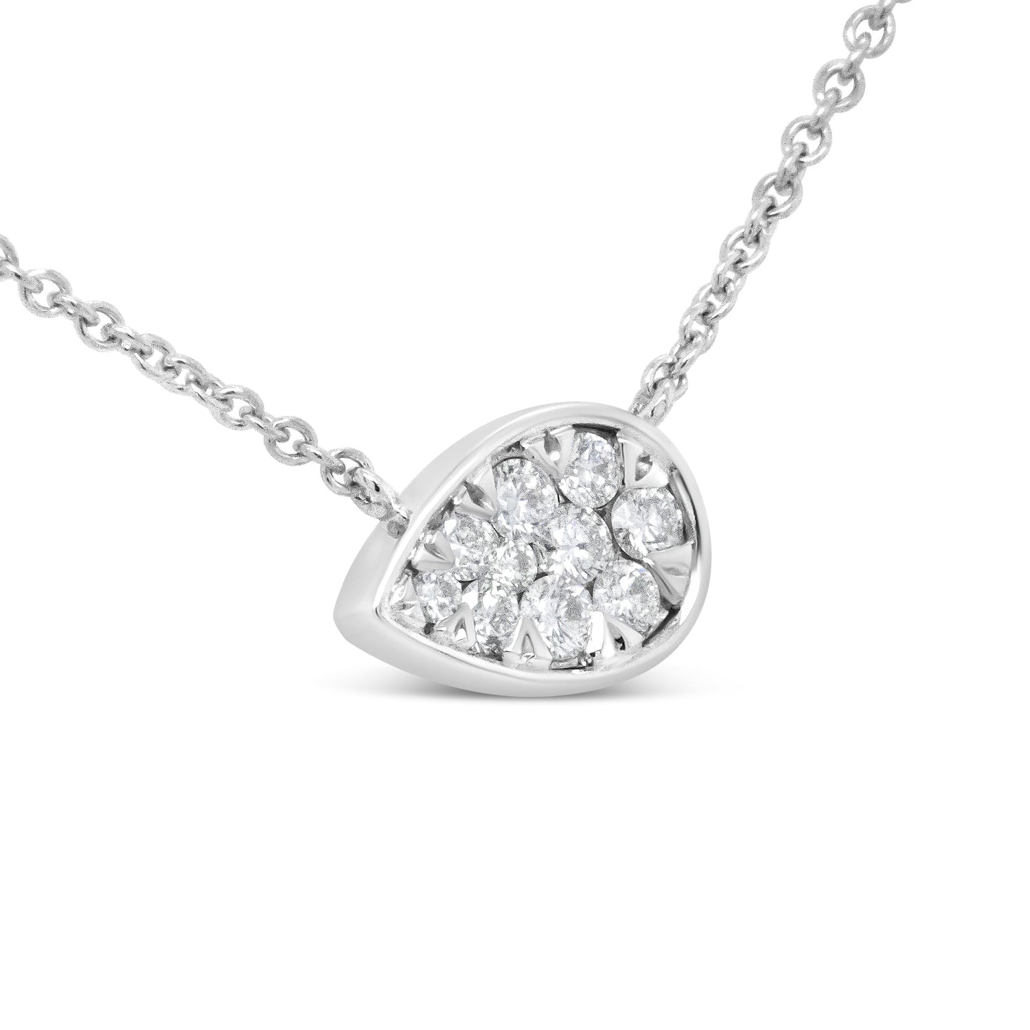 14K White Gold 1/4 Cttw Round Diamond Composite Teardrop Shape 18" Pendant Necklace - (G-H Color, SI2-I1 Clarity) by Bids.com