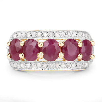 1.74 Carat Genuine Ruby and White Diamond .925 Sterling Silver Ring by Bids.com