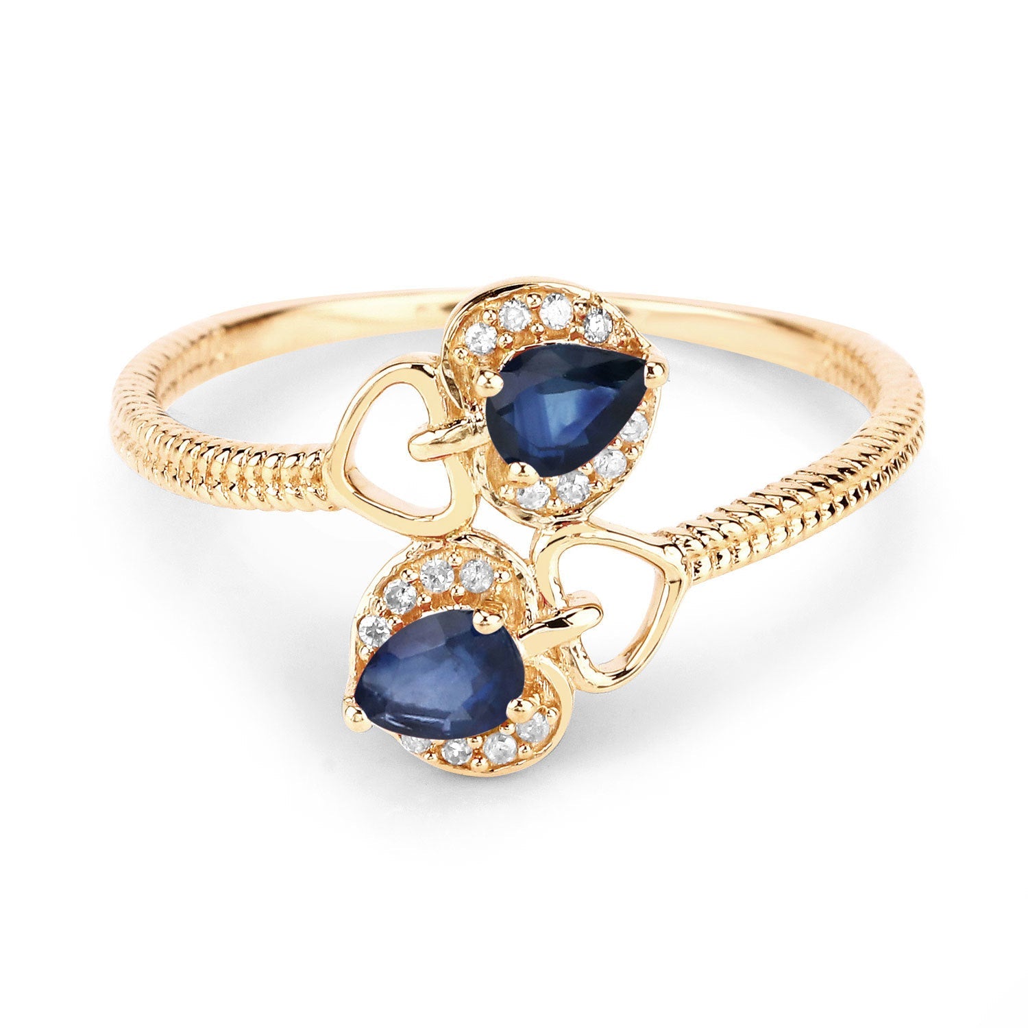 0.34 Carat Genuine Blue Sapphire and White Diamond 14K Yellow Gold Ring by Bids.com