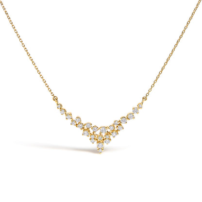 14K Yellow Gold 1/2 Cttw Diamond Scattered "V" Necklace (I-J Color, SI2-I1 Clarity) - 18" Inches by Bids.com