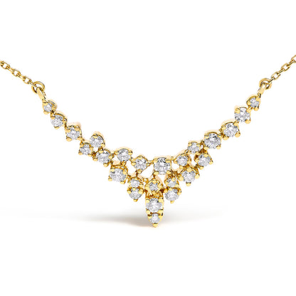 14K Yellow Gold 1/2 Cttw Diamond Scattered "V" Necklace (I-J Color, SI2-I1 Clarity) - 18" Inches by Bids.com