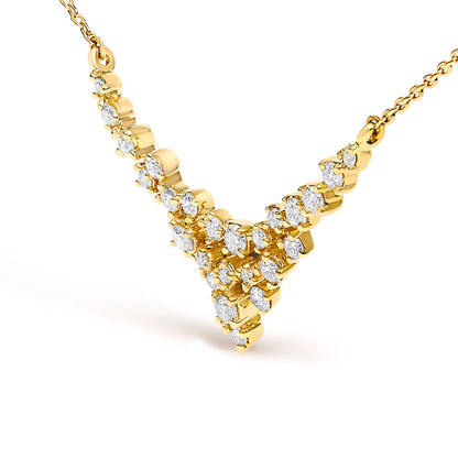 14K Yellow Gold 1/2 Cttw Diamond Scattered "V" Necklace (I-J Color, SI2-I1 Clarity) - 18" Inches by Bids.com
