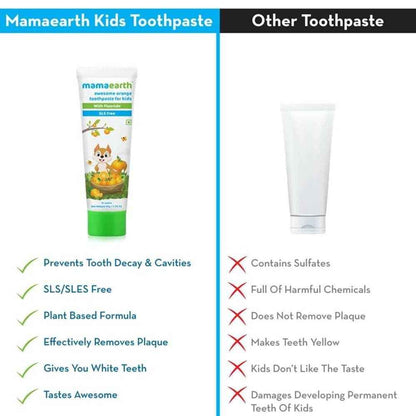 Mamaearth Awesome Orange Baby Toothpaste Cleanses Teeth, Provides Healthy Teeth &amp; Gums