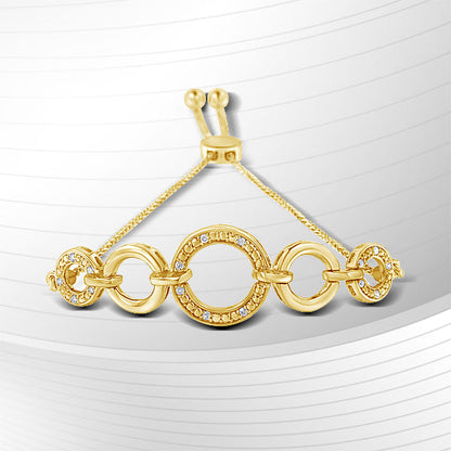 10K Yellow Gold over .925 Sterling Silver Diamond Accented Graduated Infinity Open Circle 6â€-9â€ Adjustable Bolo Bracelet (H-I Color, I2-I3 Clarity) by Bids.com