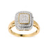 10K Yellow Gold 1/2 cttw Round and Princess Diamond Composite Head and Halo Ring (H-I Color, SI1-SI2 Clarity) - Ring Size 7 by Bids.com