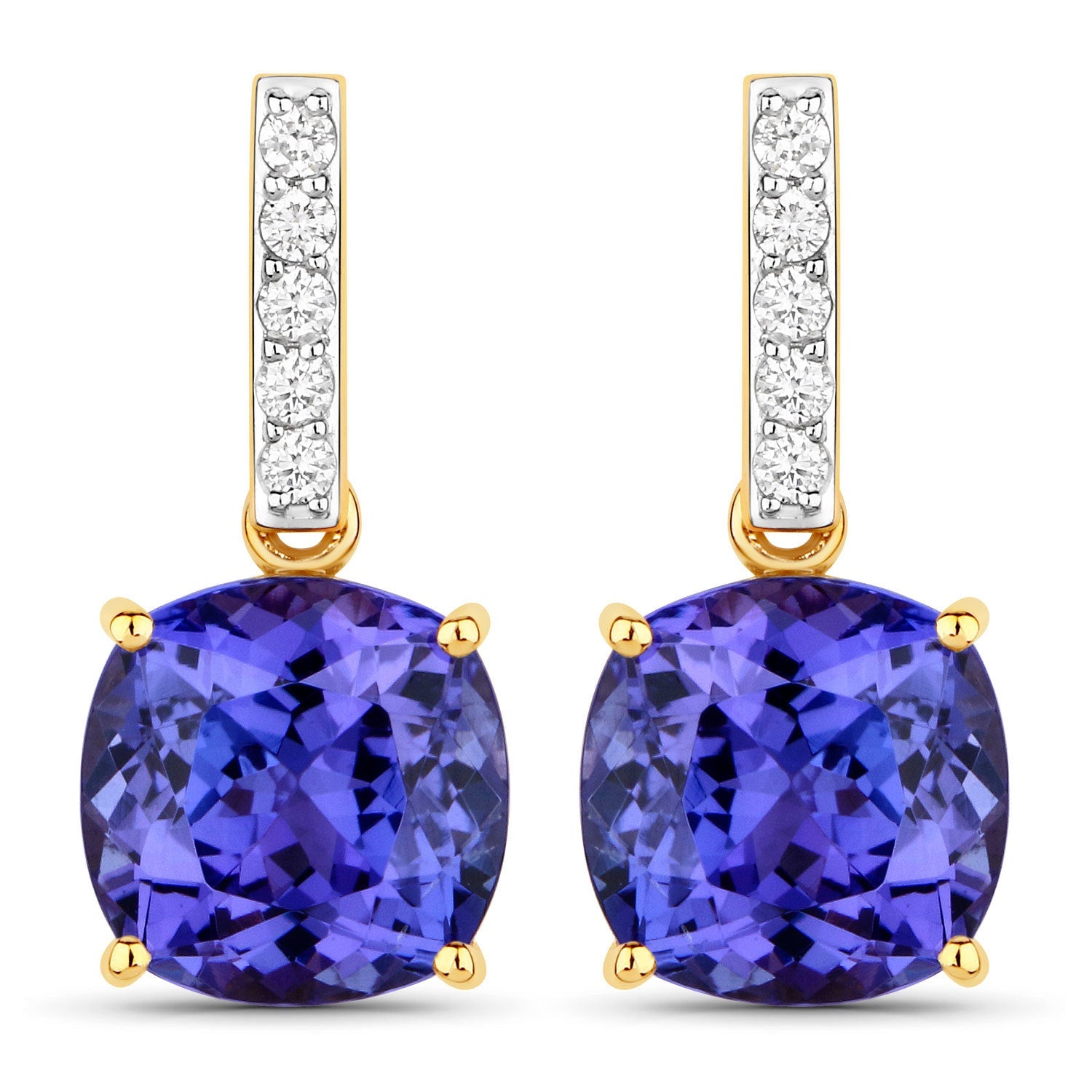 5.64 Carat Genuine Tanzanite and White Diamond 14K Yellow Gold Earrings by Bids.com