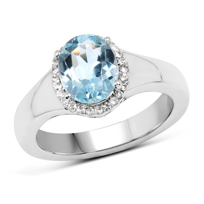 2.63 Carat Genuine Blue Topaz and White Topaz .925 Sterling Silver Ring by Bids.com
