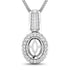 0.22 Carat Genuine White Diamond 14K White Gold Semi Mount Pendant - holds 9x7mm Oval Gemstone by Bids.com