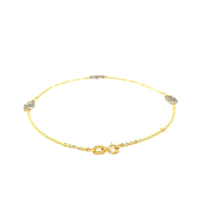 14k Two Tone Gold Entwined Heart Stationed Anklet by Bids.com