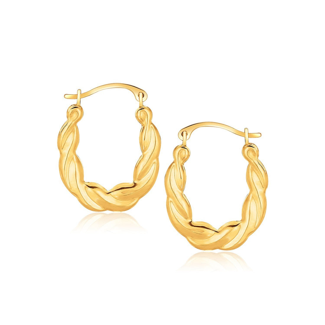 10k Yellow Gold Oval Twist Hoop Earrings by Bids.com