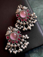 Joban Fashion Monalisa Stone Black Polish Antique Look Stud Earring