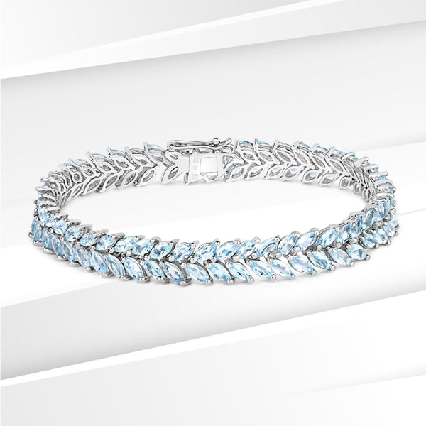 15.04 Carat Genuine Blue Topaz .925 Sterling Silver Bracelet by Bids.com