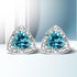 .925 Sterling Silver 6x6 mm Trillion Cut Blue Topaz Gemstone and Diamond Accent Stud Earring (I-J Color, I1-I2 Clarity) by Bids.com