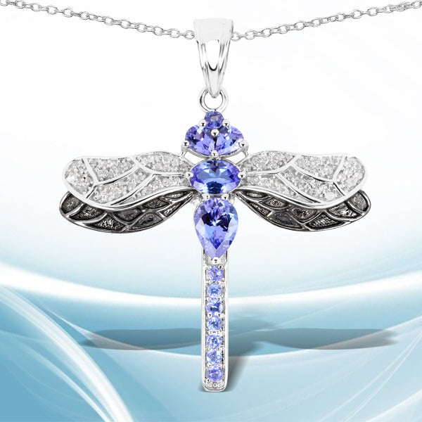 1.93 Carat Genuine Tanzanite and White Topaz .925 Sterling Silver Pendant by Bids.com