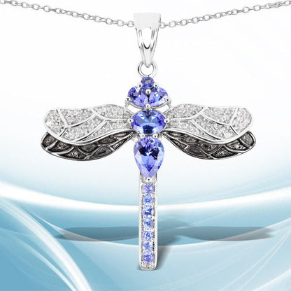 1.93 Carat Genuine Tanzanite and White Topaz .925 Sterling Silver Pendant by Bids.com