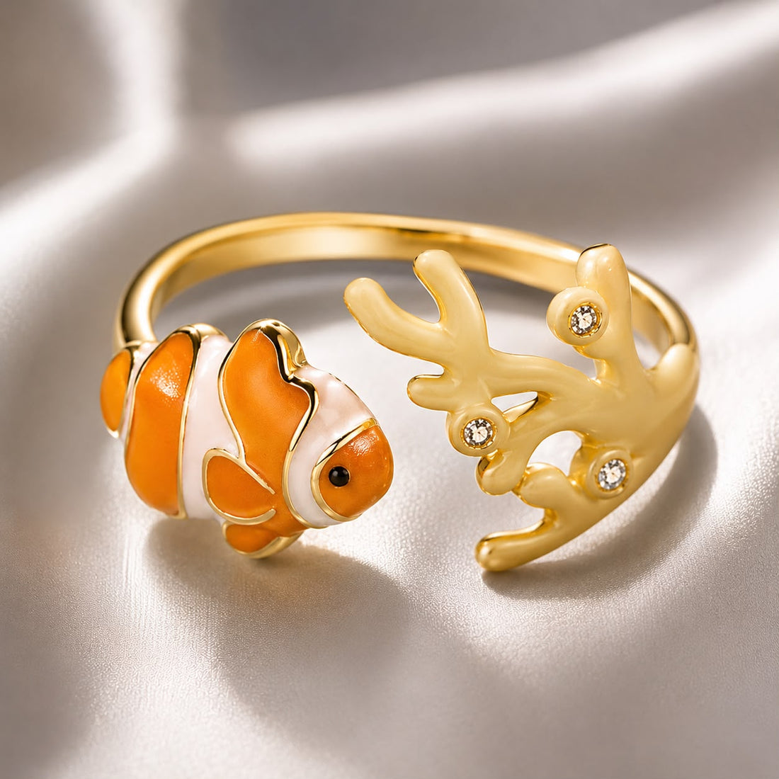 925 Sterling Silver Enamel Gold-Plated Ring for Women  DestGlow