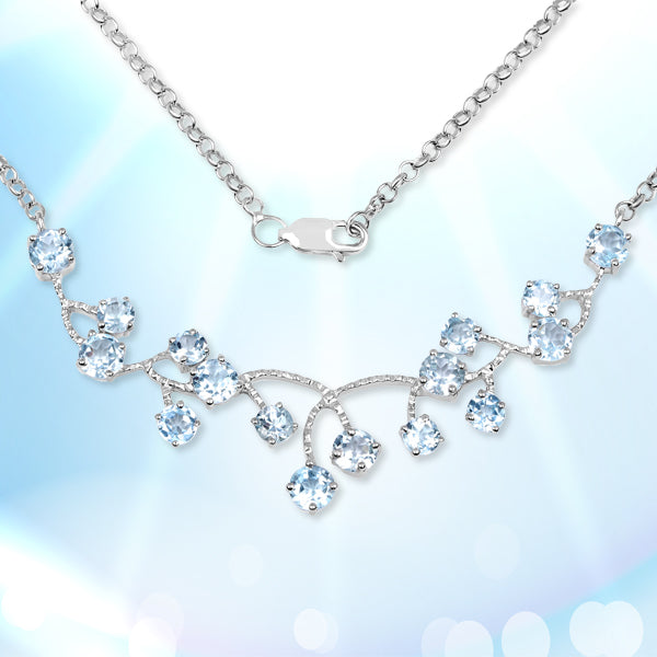 7.36 Carat Genuine Blue Topaz .925 Sterling Silver Necklace  DestGlow