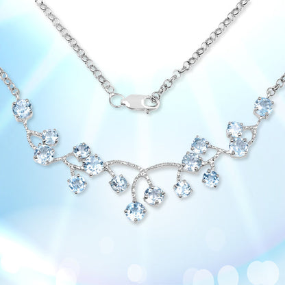 7.36 Carat Genuine Blue Topaz .925 Sterling Silver Necklace  DestGlow