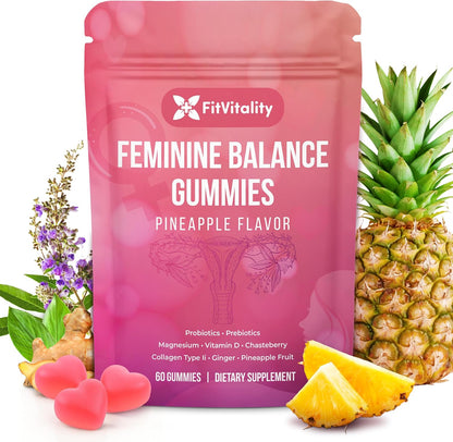 Premium Feminine Balance Gummies – Vaginal Probiotics &amp; Support Digestive Health – Probiotics, Collagen Type II, Chasteberry, Vitamin D &amp; Magnesium by FreshDrinkUS - Natural and Premium Herbal Tea