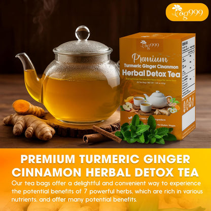 Premium Ginger, Turmeric and Cinnamon, Hand-made Blend of Ginger, Turmeric, Cinnamon, Orange Peel, Black Pepper, Hawthorn Berry and Jasmine. by FreshDrinkUS - Natural and Premium Herbal Tea