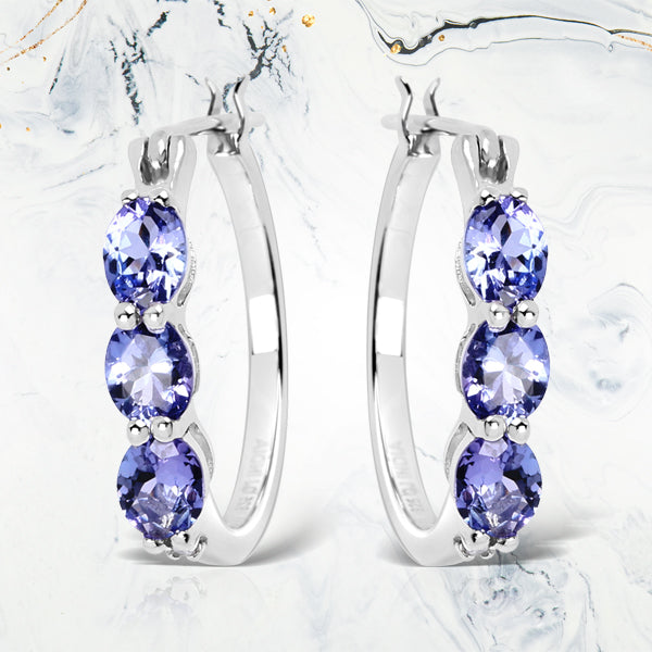 1.99 Carat Genuine Tanzanite and White Diamond .925 Sterling Silver Earrings by Bids.com