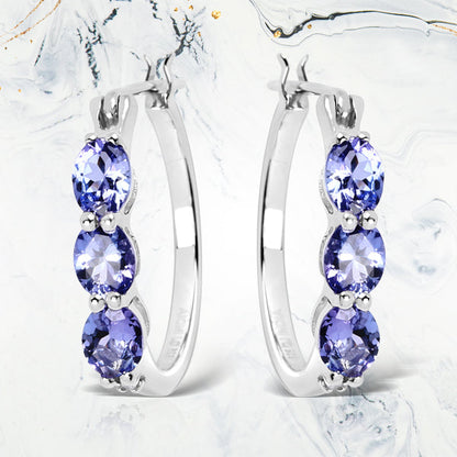 1.99 Carat Genuine Tanzanite and White Diamond .925 Sterling Silver Earrings by Bids.com