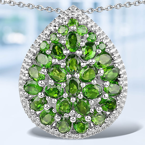 4.65 Carat Genuine Chrome Diopside .925 Sterling Silver Pendant by Bids.com