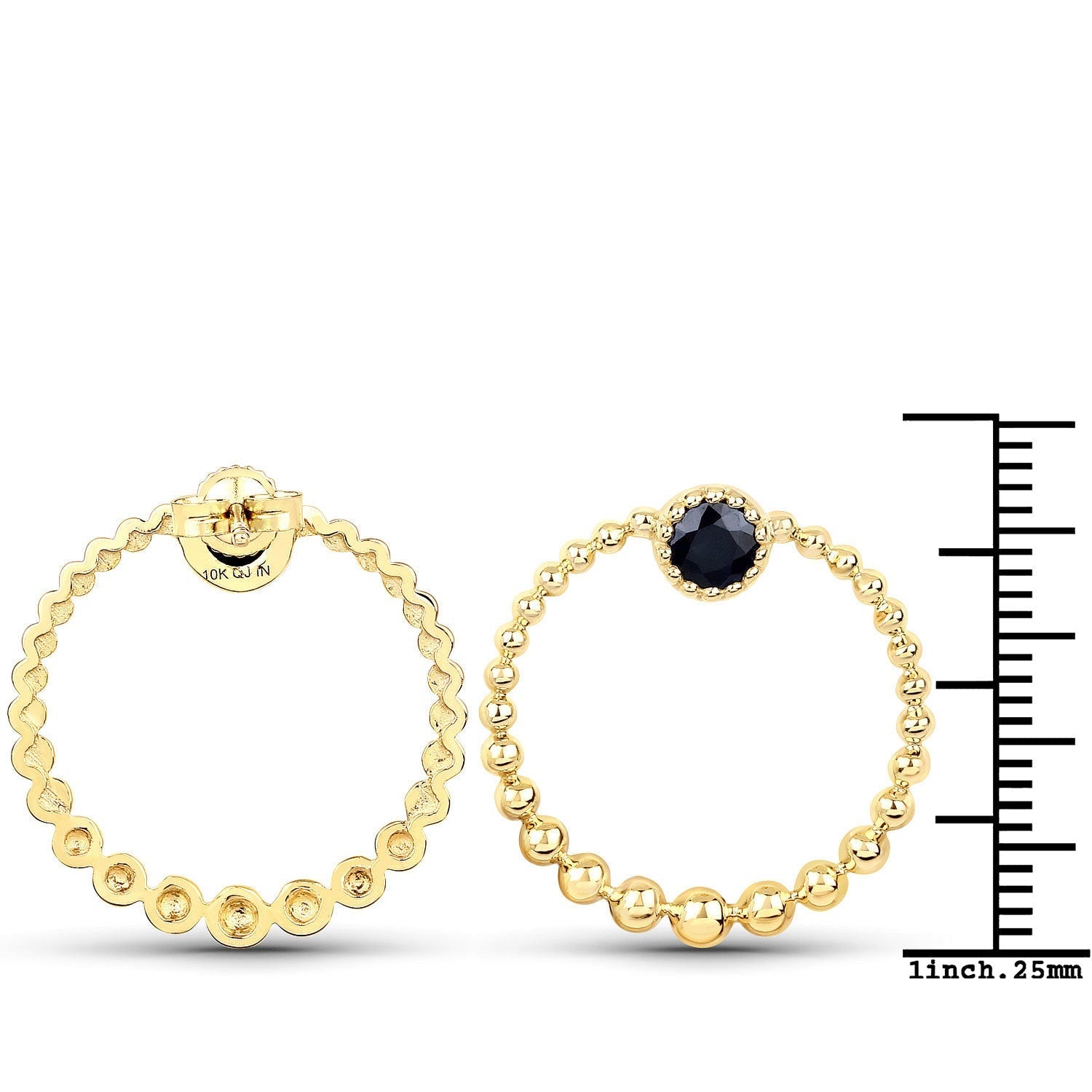 0.38 Carat Genuine Blue Sapphire and White Diamond 10K Yellow Gold Earrings  DestGlow
