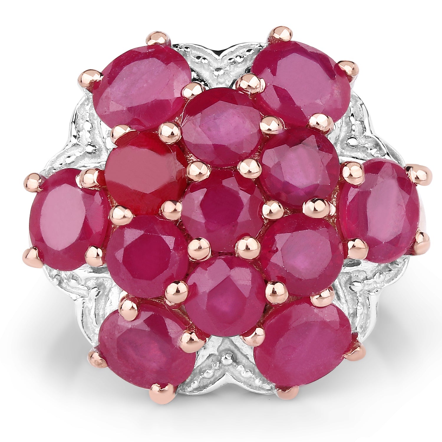 14K Rose Gold Plated 4.52 Carat Genuine Glass Filled Ruby .925 Sterling Silver Ring by Bids.com