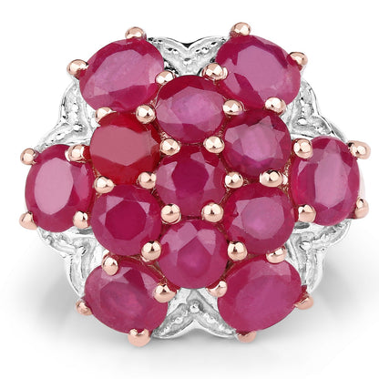 14K Rose Gold Plated 4.52 Carat Genuine Glass Filled Ruby .925 Sterling Silver Ring by Bids.com