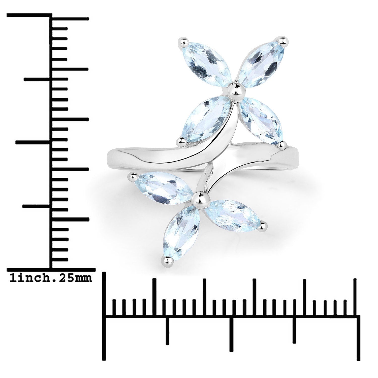1.54 Carat Genuine Aquamarine .925 Sterling Silver Ring  DestGlow