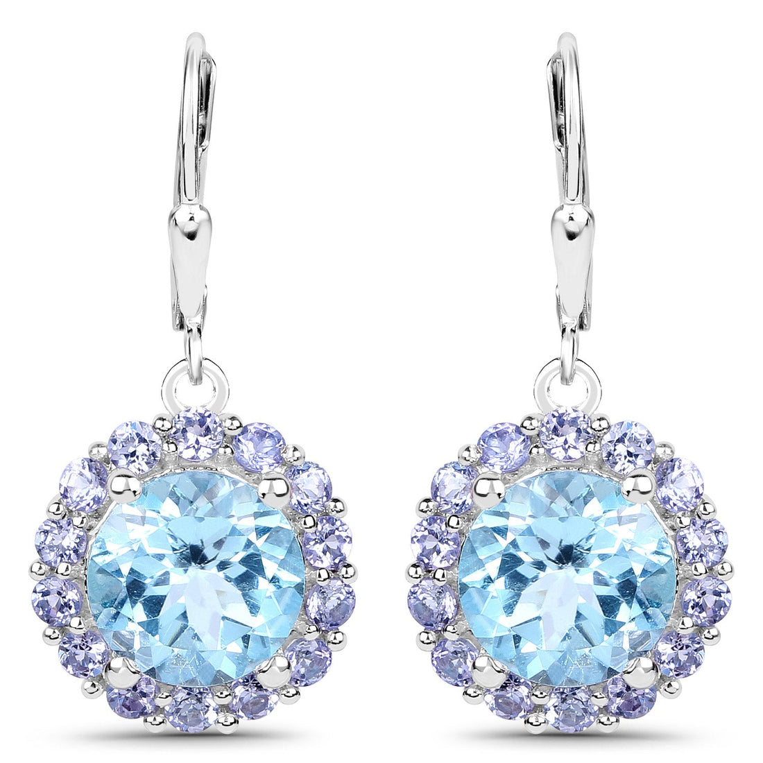 9.96 Carat Genuine Blue Topaz and Tanzanite .925 Sterling Silver Earrings by Bids.com