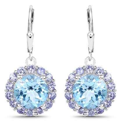 9.96 Carat Genuine Blue Topaz and Tanzanite .925 Sterling Silver Earrings by Bids.com