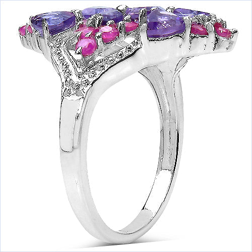 2.58 Carat Genuine Amethyst &amp; Ruby .925 Sterling Silver Ring by Bids.com