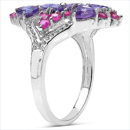 2.58 Carat Genuine Amethyst &amp; Ruby .925 Sterling Silver Ring by Bids.com