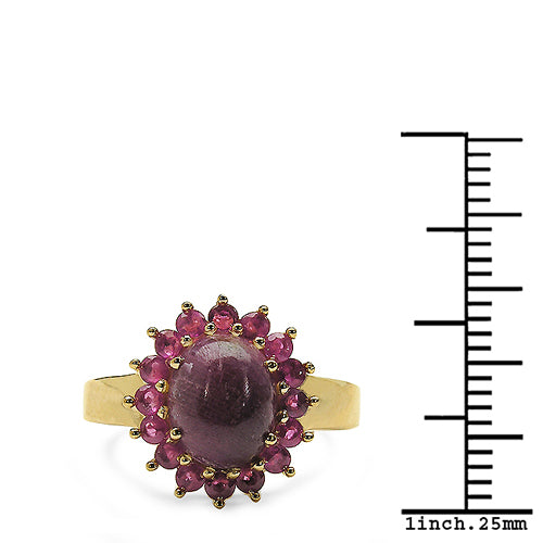14K Yellow Gold Plated 5.07 Carat Genuine Ruby .925 Sterling Silver Ring by Bids.com