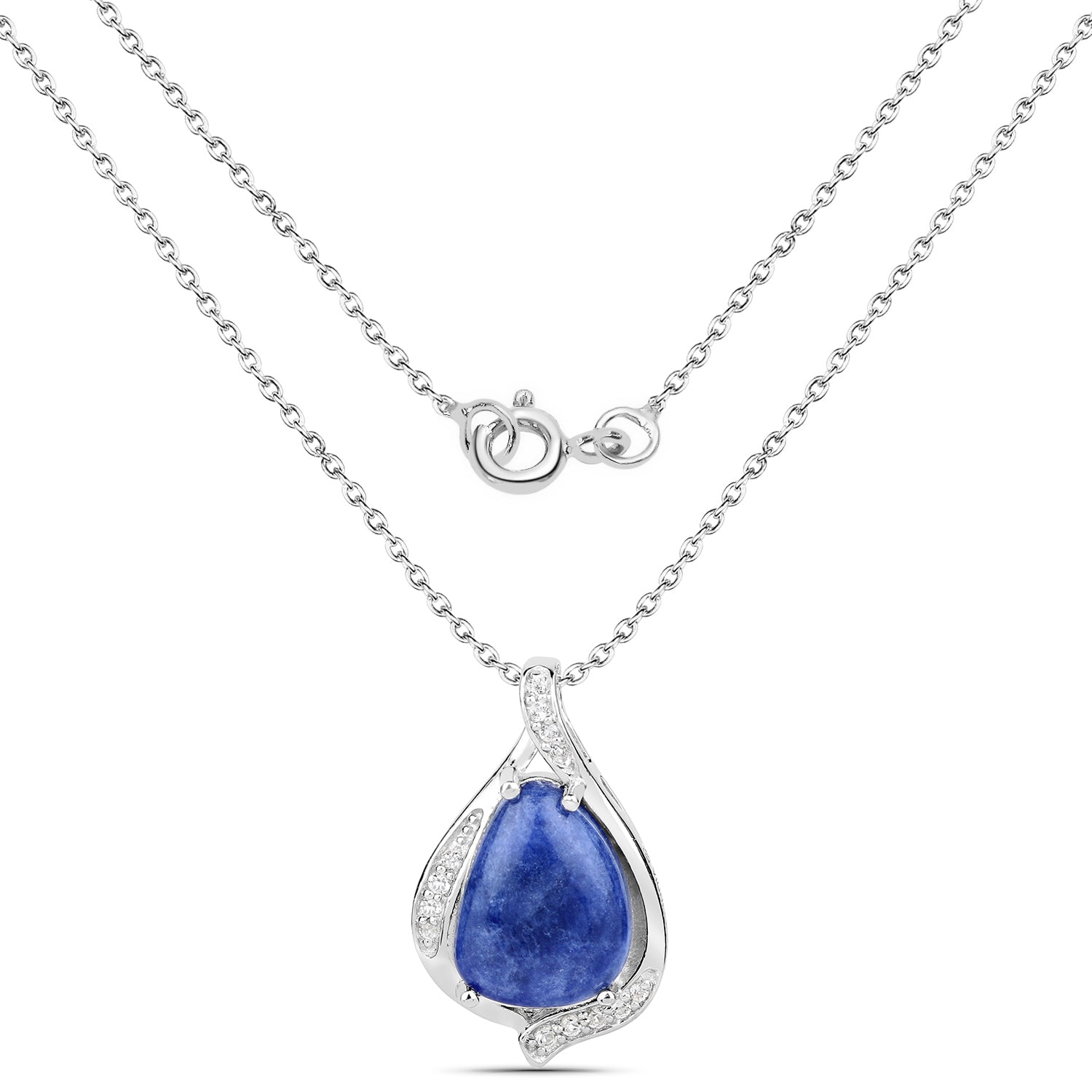 2.39 Carat Genuine Blue Aventurine and White Topaz .925 Sterling Silver Pendant by Bids.com
