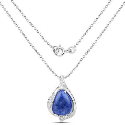 2.39 Carat Genuine Blue Aventurine and White Topaz .925 Sterling Silver Pendant by Bids.com