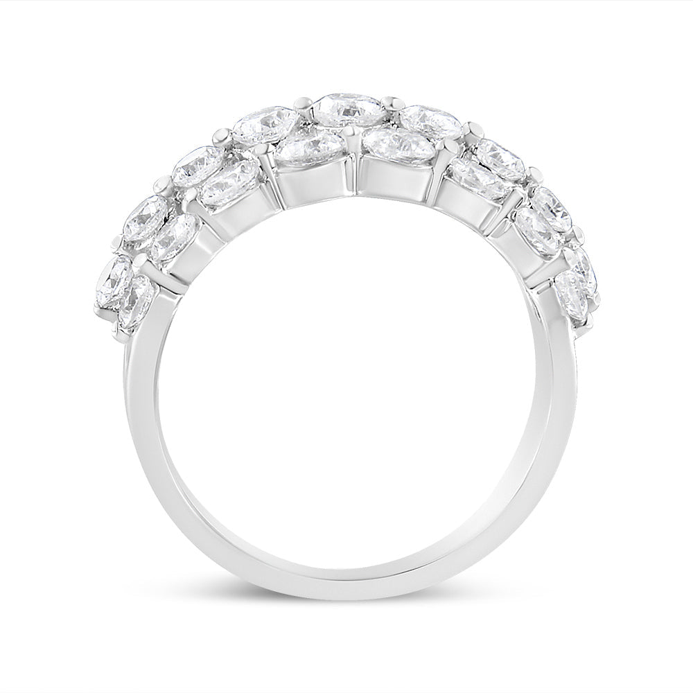 10K White Gold 2 1/2 Cttw Round Natural Diamond 3 Row Band Ring (I-J Color, I1-I2 Clarity) - Ring Size 7 by Bids.com