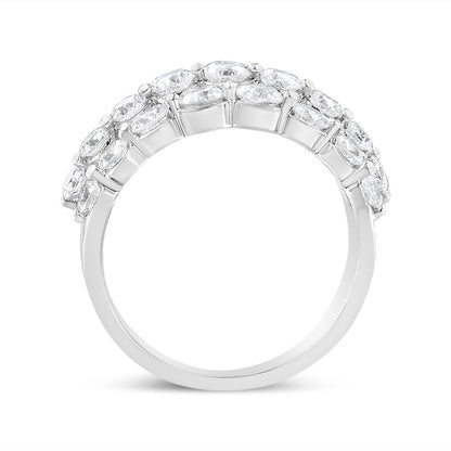 10K White Gold 2 1/2 Cttw Round Natural Diamond 3 Row Band Ring (I-J Color, I1-I2 Clarity) - Ring Size 7 by Bids.com