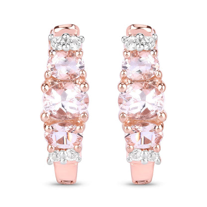 1.32 Carat Genuine Morganite and White Topaz .925 Sterling Silver Earrings by Bids.com