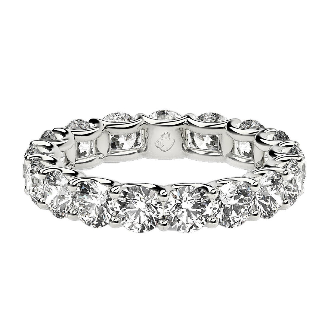 Round Cut Lab Grown Diamond Eternity Ring in 14k White Gold (3 cttw FG/VS2)  DestGlow