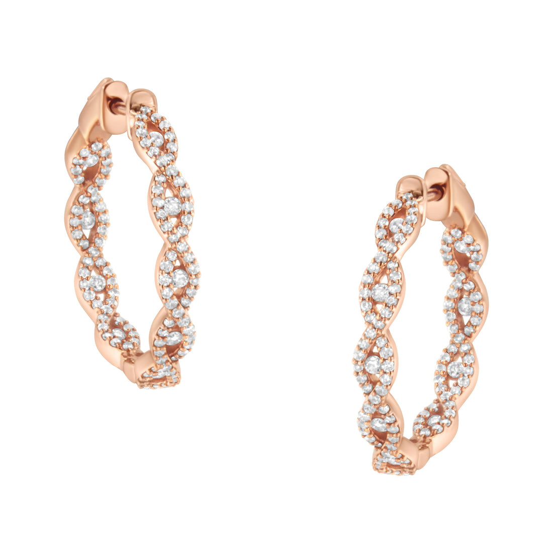 10K Rose Gold Diamond Hoop Earring (1 cttw, H-I Color, I1-I2 Clarity) by Bids.com