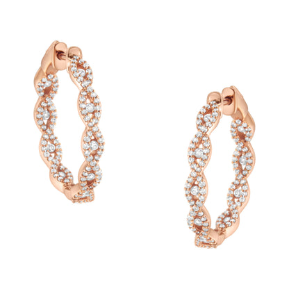10K Rose Gold Diamond Hoop Earring (1 cttw, H-I Color, I1-I2 Clarity) by Bids.com