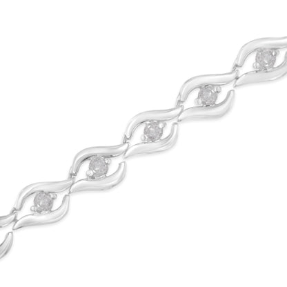 .925 Sterling Silver 1/2 Cttw Rose Cut Diamond Almond Shape Link Tennis Bracelet (I-J Color, I3 Clarity) - 7â€Â  DestGlow