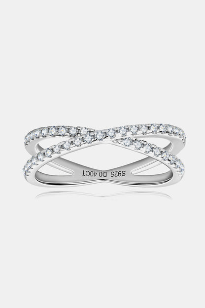 Sparkala™ Platinum Over Pure Sterling Silver Crisscross Ring by Sparkala