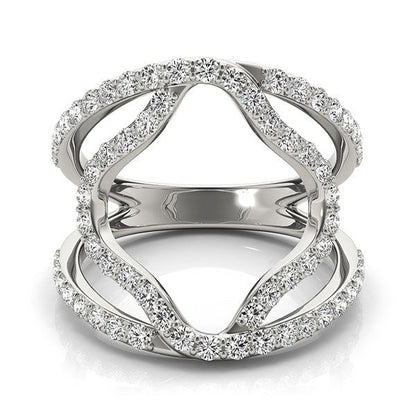 14k White Gold Diamond Flower Style Dual Band Ring (5/8 cttw) by Bids.com