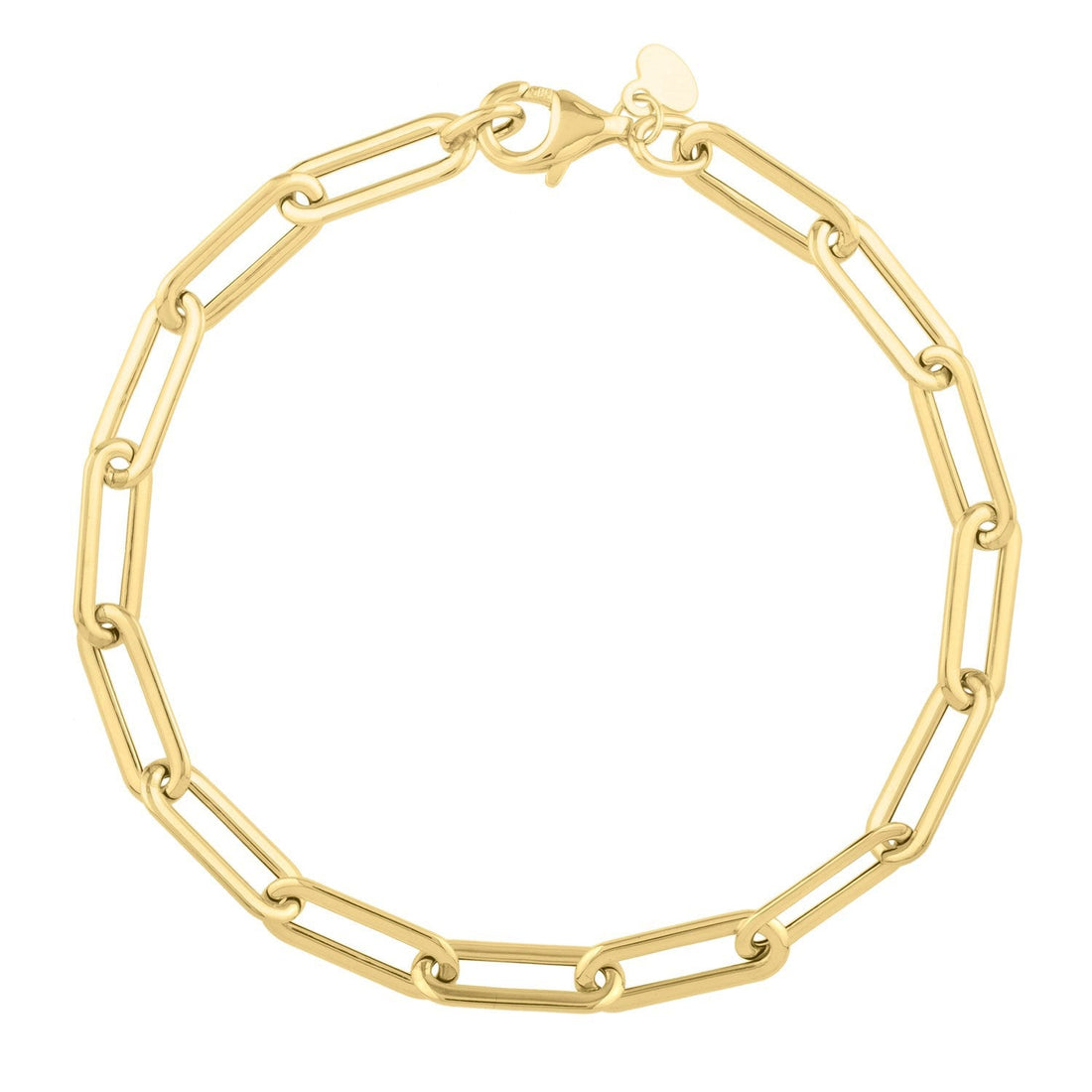 14k Yellow Gold Long Domed Paperclip Chain Bracelet (4.80 mm) by Bids.com