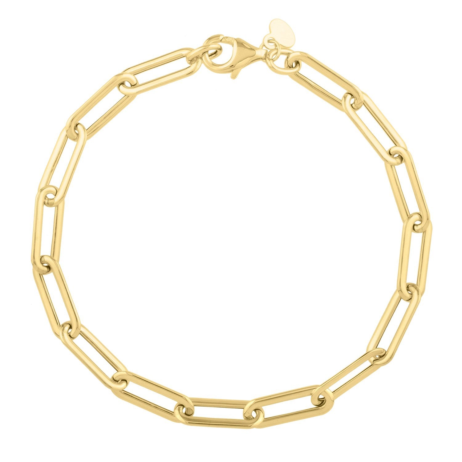 14k Yellow Gold Long Domed Paperclip Chain Bracelet (4.80 mm) by Bids.com