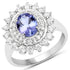 2.35 Carat Genuine Tanzanite and White Zircon .925 Sterling Silver Ring by Bids.com